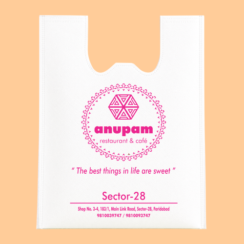 Custom Printed W-Cut Non Woven Carry Bag