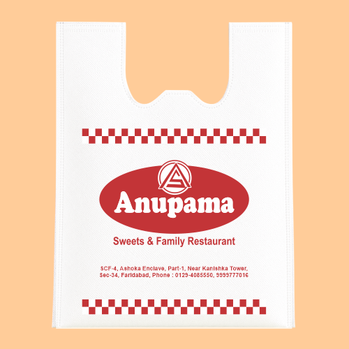 Custom Printed W-Cut Non Woven Retail Store Bag Sample